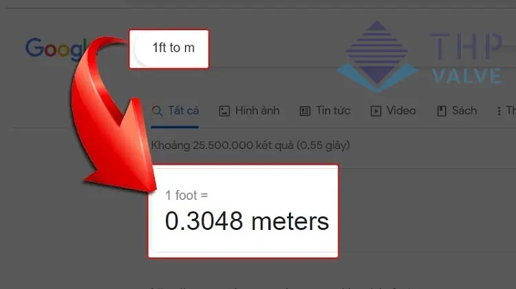 Chuyển đổi google 1 foot bằng bao nhiêu cm