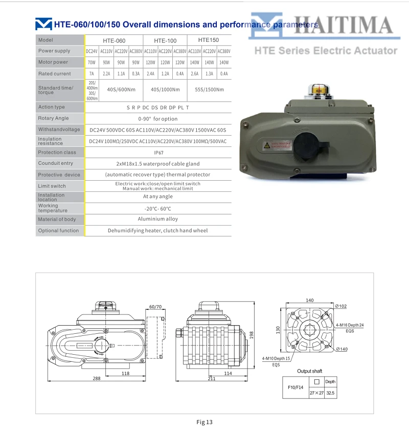 catalog động cơ điều khiển điện HTE-60