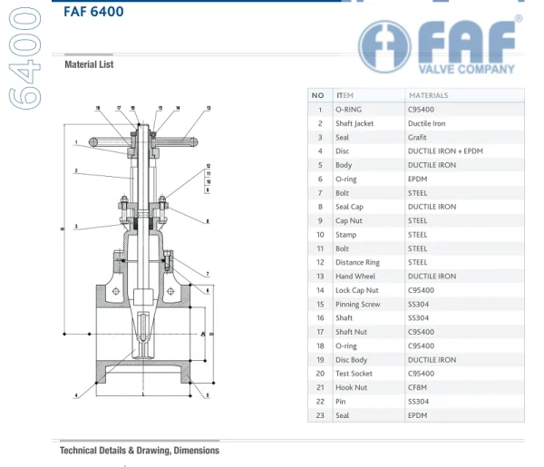 Bản vẽ van cổng tín hiệu điện FAF 6400