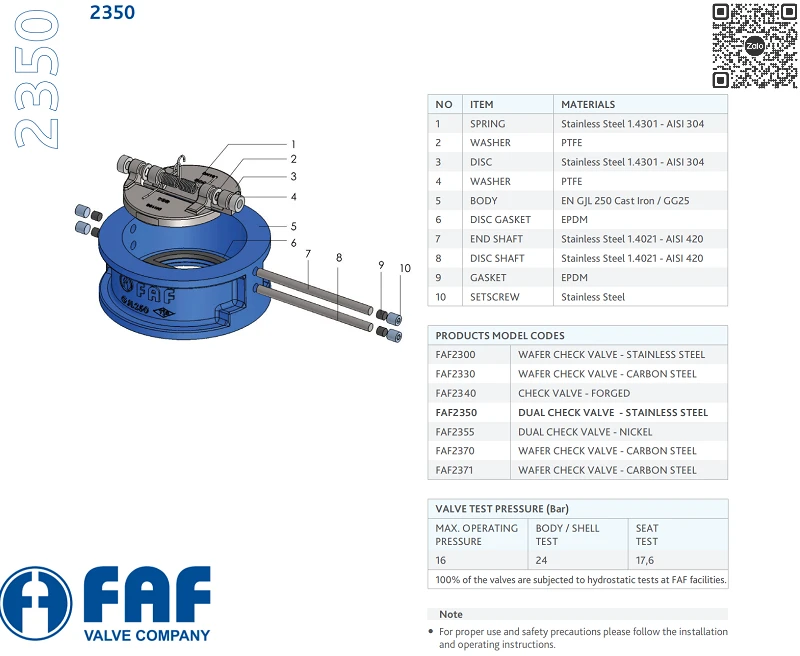 Catalog FAF Dual Check Valve 2350